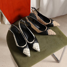 Load image into Gallery viewer, Women's Polka Dot Slingback Pumps | Pointed Toe Genuine Lambskin Heels