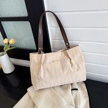 Load image into Gallery viewer, Women's Quilted Fabric Tote Bag – Minimalist Shoulder Bag with Diamond Pattern | Black, Beige, Khaki, Green