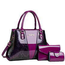 Load image into Gallery viewer, Women's Snakeskin Pattern Tote Handbag Set - 3-Piece Crossbody Shoulder Bag with Wallet