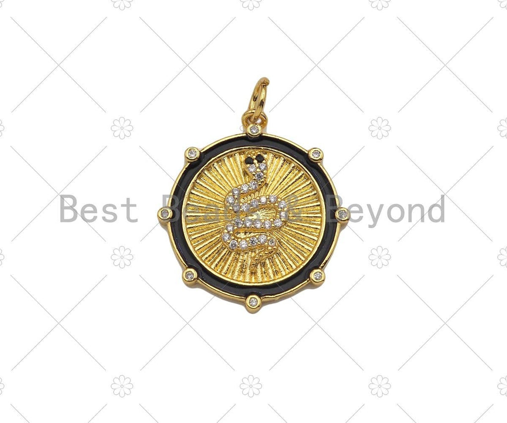 CZ Micro Pave Snake Snake Medaltion charm, Sku#Z1347