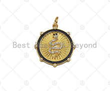 Load image into Gallery viewer, CZ Micro Pave Snake Snake Medaltion charm, Sku#Z1347