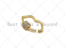 Load image into Gallery viewer, Small Clear CZ Micro pave Lip Shape Clasp, 18k Gold CZ Pave Clasp, Lip Carabiner Clasp, lip Connector, Lip Charm,9x15mm, sku#LK10