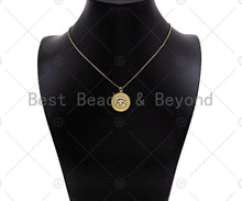 Load image into Gallery viewer, 18K Dainty GoldSun Face On Round Coin Shape Pendant/Charm,Gold Medallion Charm, Necklace Bracelet Charm Pendant,22x20mm, Sku#LK230