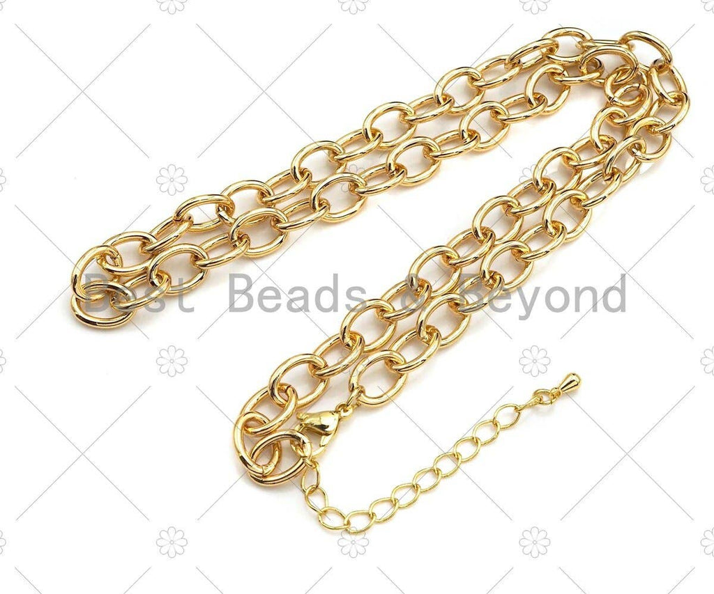 18 Finished Gold Oval Link & Chain Necklace, SKU#LD19