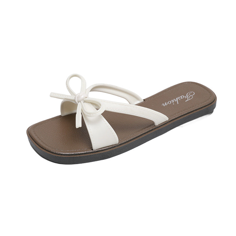 Women's Bow-Tie Beach Sandals - Non-Slip PVC Slides for Summer