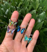 Load image into Gallery viewer, Colorful Glass Butterfly Shape Adjustable Ring, Sku#LD87