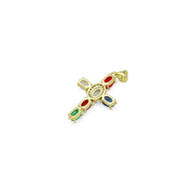 Load image into Gallery viewer, Colorful Oval CZ Cross Charm, Sku#LK945