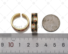 Load image into Gallery viewer, Colorful Enamel Evil Eye Adjustable Ring, 18K Gold Filled Ev