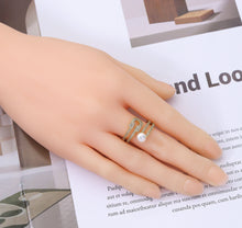 Load image into Gallery viewer, CZ Mother of Pearl and Paperclips Open Ring, Sku#LD242