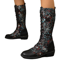 Load image into Gallery viewer, Women's Embroidered Ethnic-Style Chunky-Heel Mid-Calf Boots