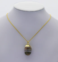 Load image into Gallery viewer, Gold Colorful Banded Agate Pendant, Sku#LY01