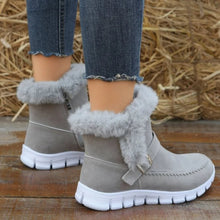 Load image into Gallery viewer, Women's Winter Snow Boots - Warm Plush Ankle Boots with Buckle Design