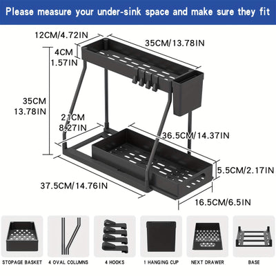 2-Piece Under Sink Organizer with Sliding Shelves – Multi-Purpose Storage Rack