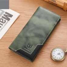 Load image into Gallery viewer, Captain Niu Oil-Waxed Genuine Leather Retro Bifold Wallet – Large Capacity Men's Wallet