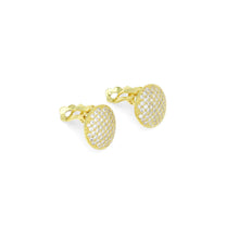 Load image into Gallery viewer, CZ Gold Sillver Round Cirle Click On Earrings, Sku#A373