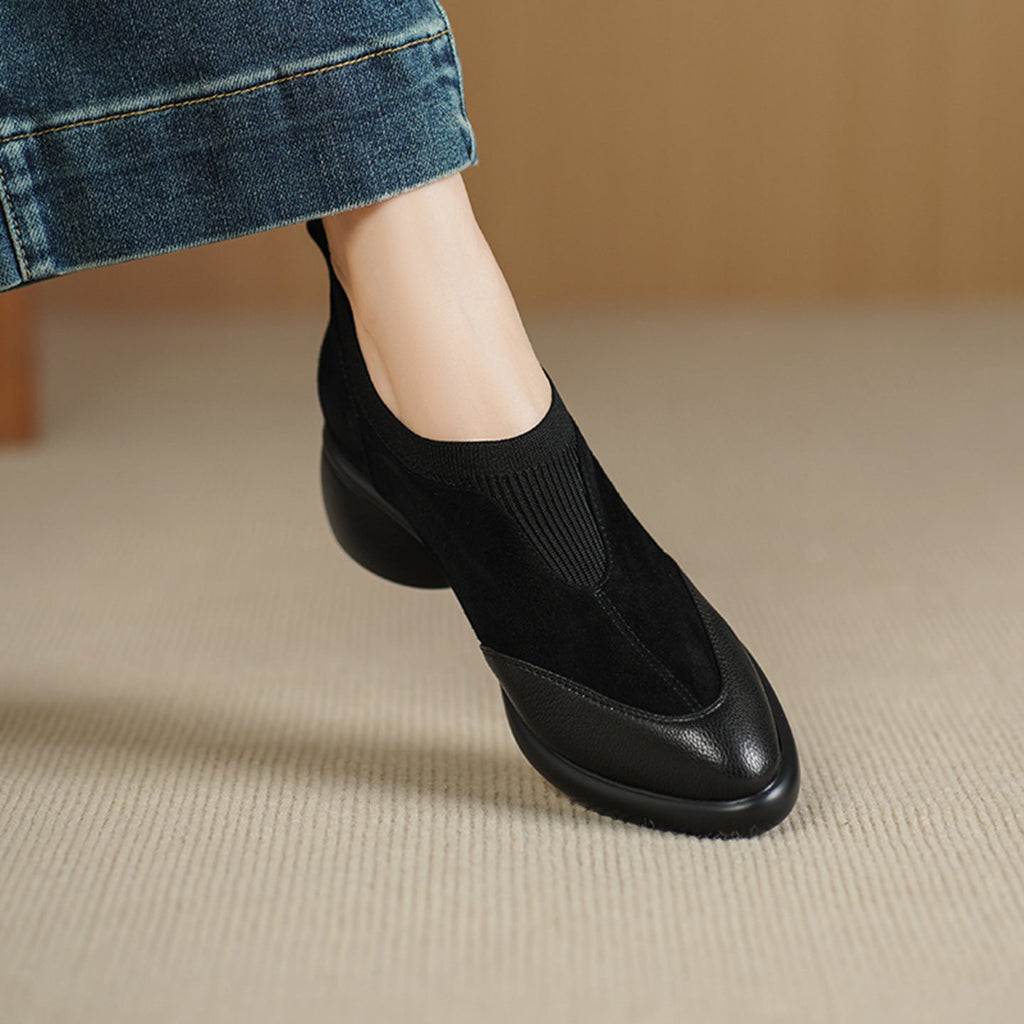 Women's Suede Mary Jane Chunky Heel Pumps - Round Toe Low Cut Single Strap Shoes