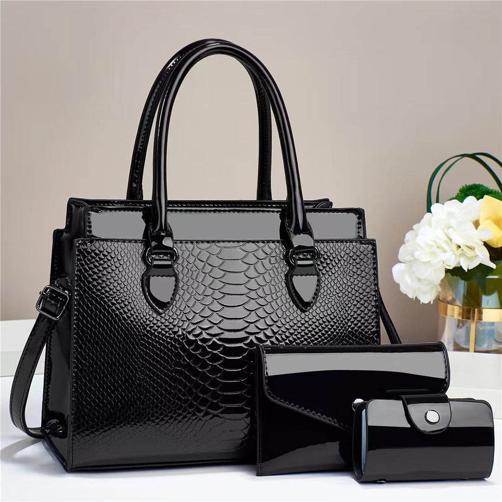 Women's 3-Piece PU Leather Crossbody Tote Bag Set - Versatile Shoulder Handbag with Multiple Compartments