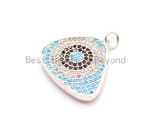 Load image into Gallery viewer, CZ Micro Pave Triangular Evil Eye Pendant/Charm, Cubic Zirconia Pendant, 22x23mm, sku#F15