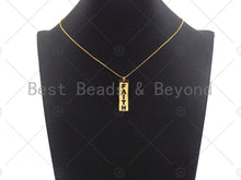 Load image into Gallery viewer, CZ Micro Pave Hollow Out Faith On Bar Pendant/Charm,Rectangle Cubic Zirconia Pendant, Silver/Gold /Rose Gold/Black Tone,10x29mm,Sku#ML07