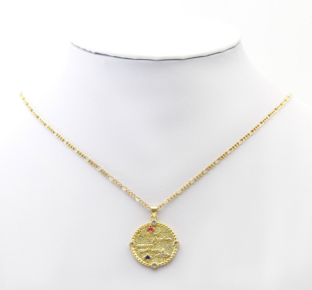 Colorful CZ Love and Freedom  Medallion Charm, Sku#LK754