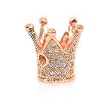 Load image into Gallery viewer, CZ Royal Crown Clear Micro Pave Beads, Cubic Zirconia Crown Spacer Beads, Pave Beads, 10x8mm, sku#G115