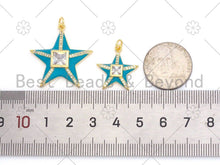 Load image into Gallery viewer, Colorful Enamel Five Point Star Shape Pendant, 18K Gold Filled CZ Micro Pave Enamel Charm,Enamel Jewelry,26x28/17x20mm,Sku#F1407