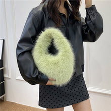 Load image into Gallery viewer, Women's Plush Tote Bag – Soft Oval Handbag for Everyday Casual Use
