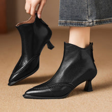 Load image into Gallery viewer, Women's Pointed Toe Stiletto Heels | Fleece-Lined Back Zipper Boots | Sheepskin Upper