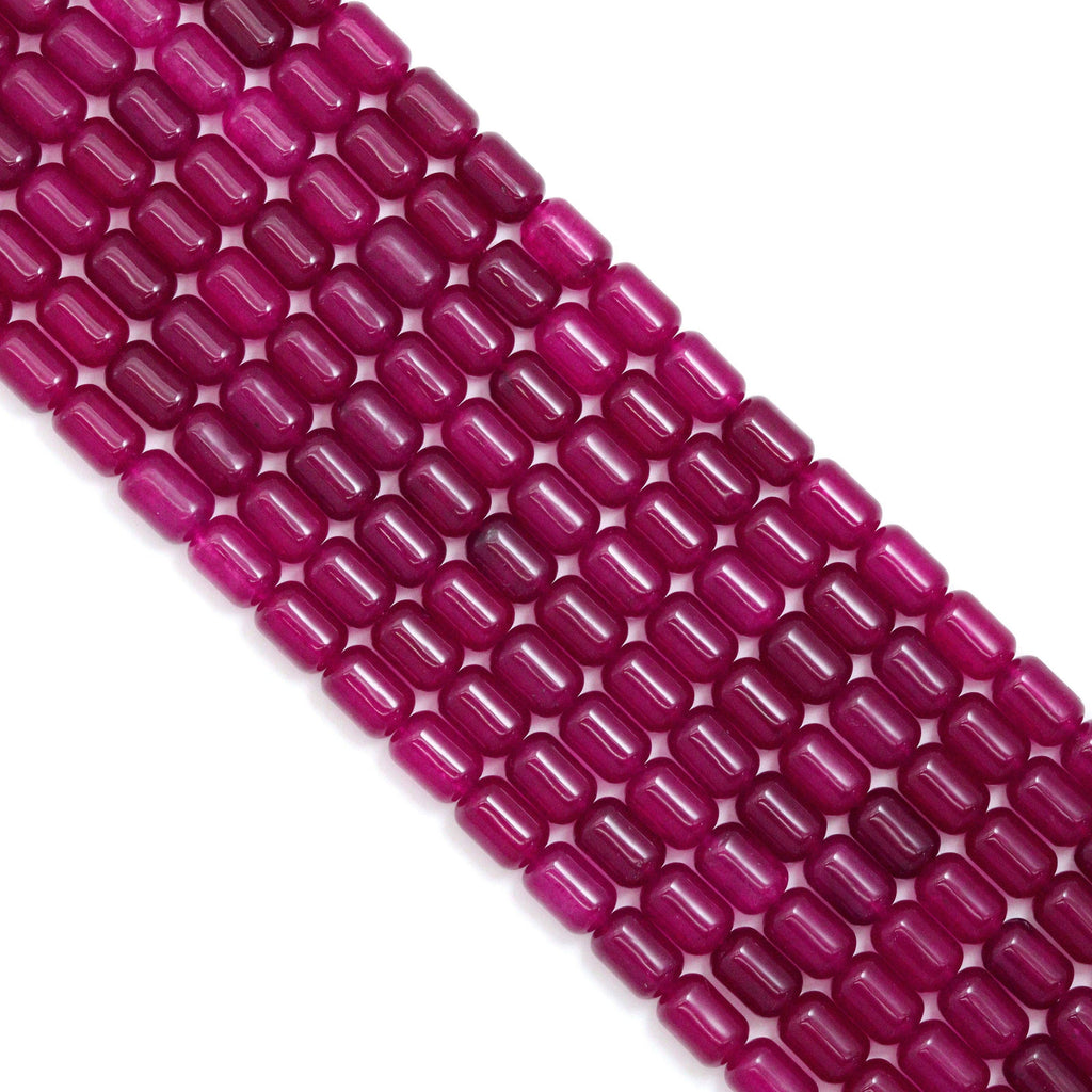 8x12mm Red Jade Smooth Cylinder Beads, Sku#U2238