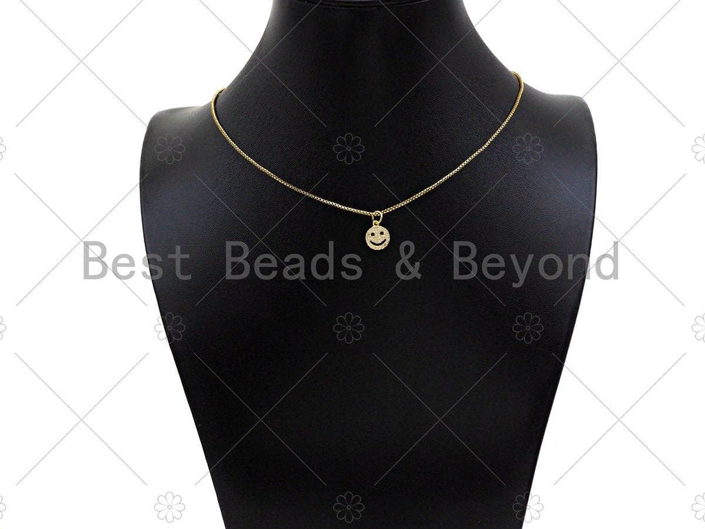 CZ Micro Pave Smiley Face Shape Pendant/Charm,Cubic Zirconia Charm, Necklace Bracelet Earring Charm Pendant,9x11mm, Sku#LK218