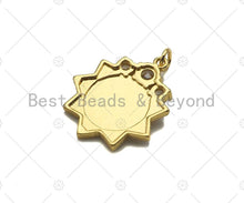 Load image into Gallery viewer, CZ Micro Pave E Word On Sunflower Shape Pendant/Charm,18K Dainty Gold with Big CZ Charm, Necklace Bracelet Charm Pendant, 21x25mm, Sku#L549