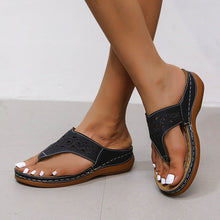 Load image into Gallery viewer, Women's Rhinestone Wedge Sandals | Clip-Toe PU Platform Beach Shoes