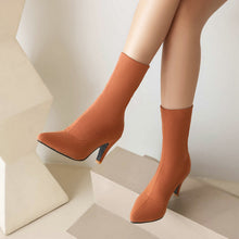 Load image into Gallery viewer, Women's Pointed Toe Stiletto Heel Boots | Slip-On Low Shaft Dress Heels