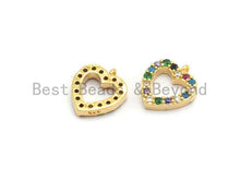 Load image into Gallery viewer, CZ Multi-Color Micro Pave Heart Charm, Heart Shaped Pave Charm, Gold plated small heart charm, 9x10mm, Sku#B116