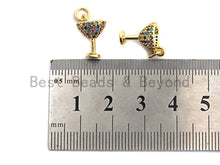Load image into Gallery viewer, CZ Colorful Micro Pave Goblet Pendant, Trophy Shaped Pave Pendant, Gold plated, 10x12mm, Sku#F828