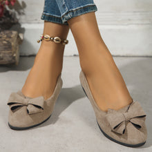 Load image into Gallery viewer, Women's Suede Bowtie Cross-Strap Slip-On Shoes | Low Wedge Heel | Elastic Band Comfort Fit