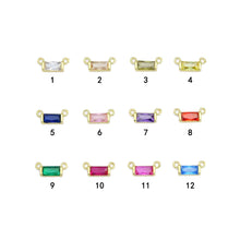 Load image into Gallery viewer, Colorful Rectangle CZ Birthstone Charm Pendant, Sku#LX521