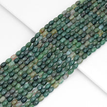 Load image into Gallery viewer, 6x9mm Genuine Moss Agate Smooth Drum Shape Beads, Sku#U2007