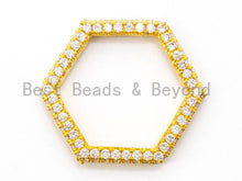 Load image into Gallery viewer, CZ Micro Pave Hexagon Pendant/Charm, Cubic Zirconia Pave Pendant, Fashion Jewelry Findings, 36x23mm, sku#C51