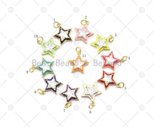 Load image into Gallery viewer, Big CZ Micro Pave 3D Five Ponit Star Enamel Shape Pendant, 18K Gold Filled Star Charm,Necklace Bracelet Charm Pendant, 18x16mm,Sku#F1442