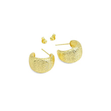Load image into Gallery viewer, Hammered Gold Silver Gold Silver Huggie Earrings, Sku#A203