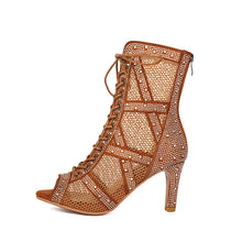 Load image into Gallery viewer, Women's Sparkling Rhinestone Mesh High Heels – Satin Dance &amp; Evening Shoes