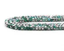 Load image into Gallery viewer, Half Silver Plated Green Banded Agate Rondelle Faceted Beads, Sku#UA249