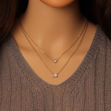 Load image into Gallery viewer, Dainty Gold Round Square Pendant Layering chain Necklace, sku#EF485