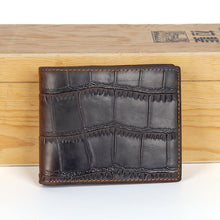 Load image into Gallery viewer, Genuine First-Layer Cowhide Leather Wallet for Men – Slim Horizontal Bifold with Silver Hardware
