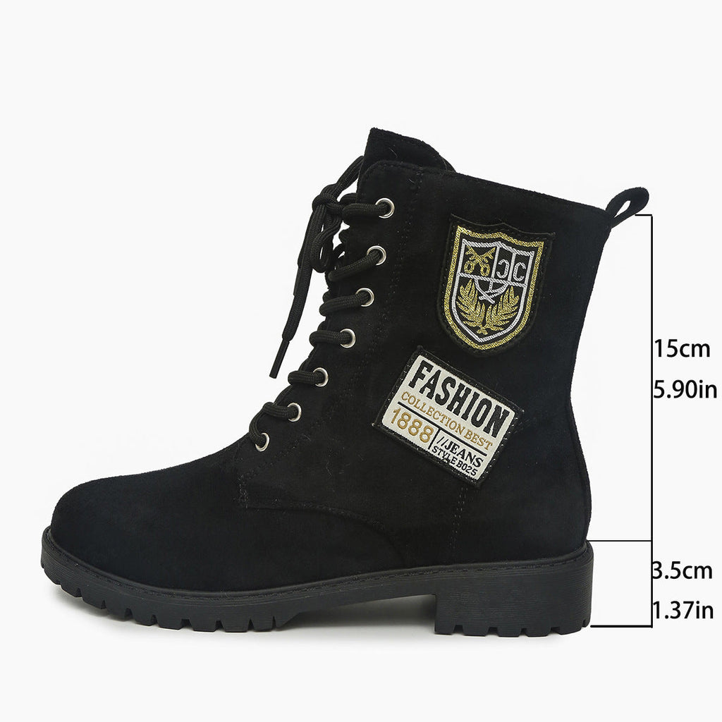 Women's Lace-Up Chunky Heel Ankle Boots | Round Toe Platform Winter Boots