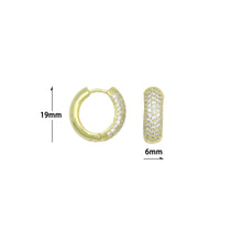 Load image into Gallery viewer, Clear CZ Silver Gold Medium size Hoop Earrings, Sku#A477
