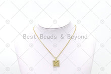 Load image into Gallery viewer, CZ Micro Pave Embossment Flower On Square Shape Pendant, 18K Gold Filled CZ Charm, Necklace Bracelet Charm Pendant,mm,Sku#LK498
