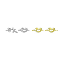 Load image into Gallery viewer, Silver Gold Knot Stud Earrings, Sku#A427