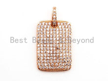 Load image into Gallery viewer, CZ Micro Pave Rectangle Pendant/Charm, Cubic Zirconia Pendant, Pave Dog Tag, 18x26mm, sku#F478